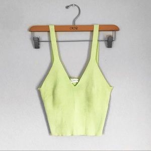 Mustard Seed Lime Green Ribbed Tank Top